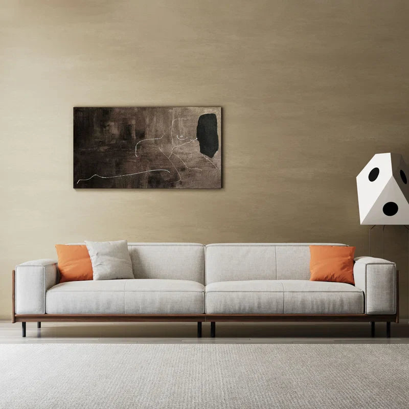 Solid Wood Square Arm Japandi Sofa - Japandi