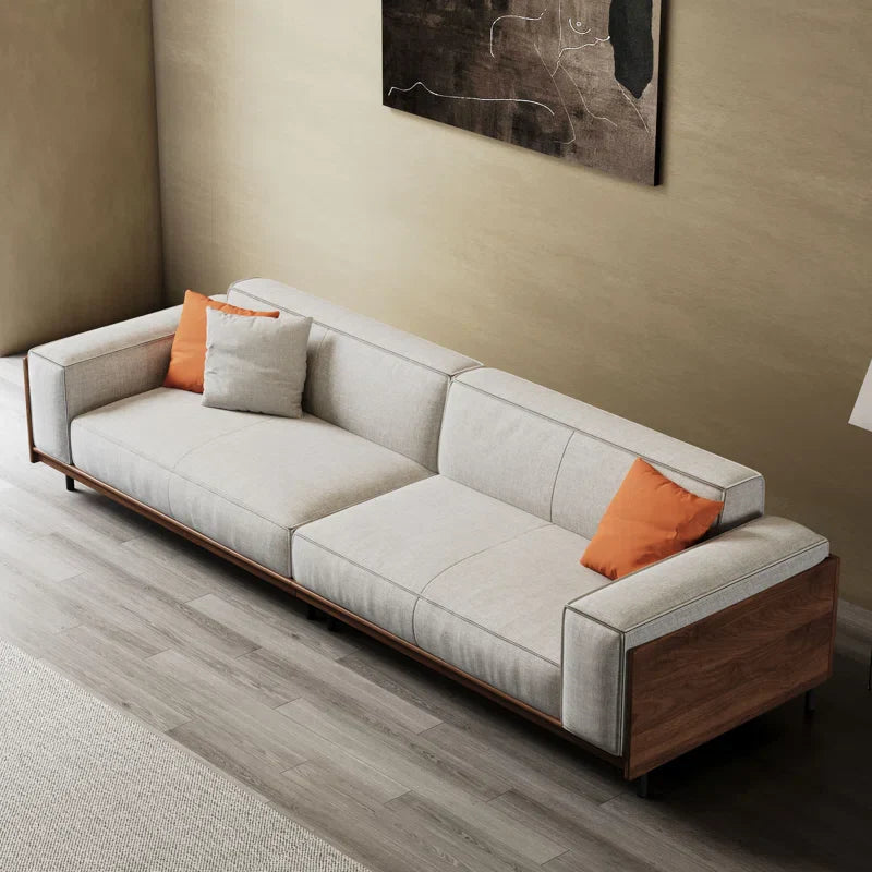 Solid Wood Square Arm Japandi Sofa - Japandi