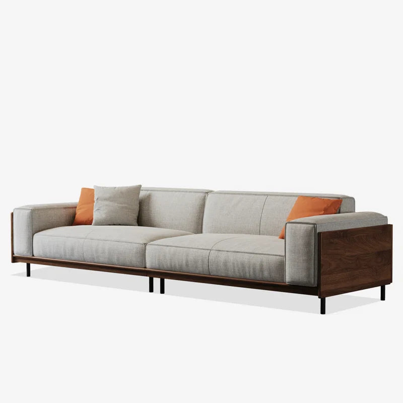 Solid Wood Square Arm Japandi Sofa - Japandi