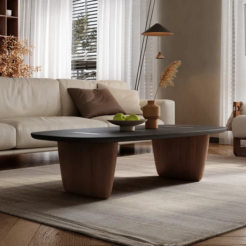 Oval Wood Coffee Table - Fedro - Japandi