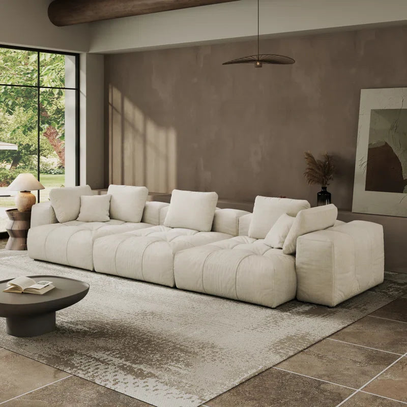 Oversized Modular Japandi Sectional Sofa with Washable Covers - Japandi
