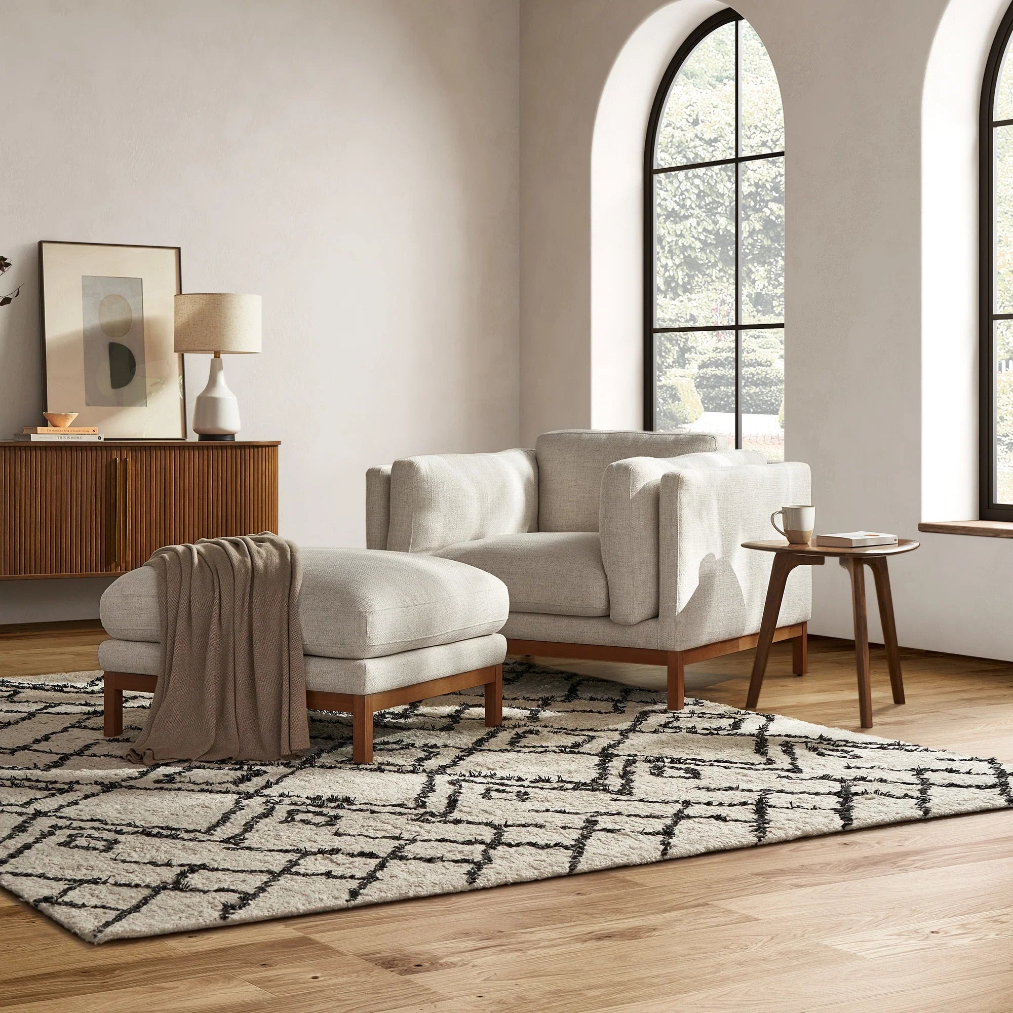 Japandi Fabric Ottoman - Japandi