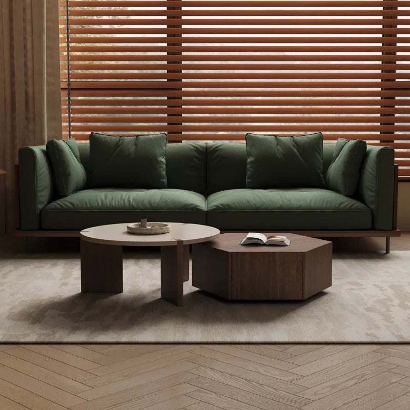 Wood Nesting Coffee Table with Drawer - Pompilie - Japandi
