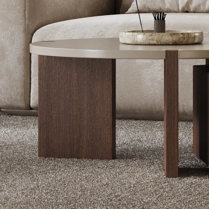 Wood Nesting Coffee Table with Drawer - Pompilie - Japandi