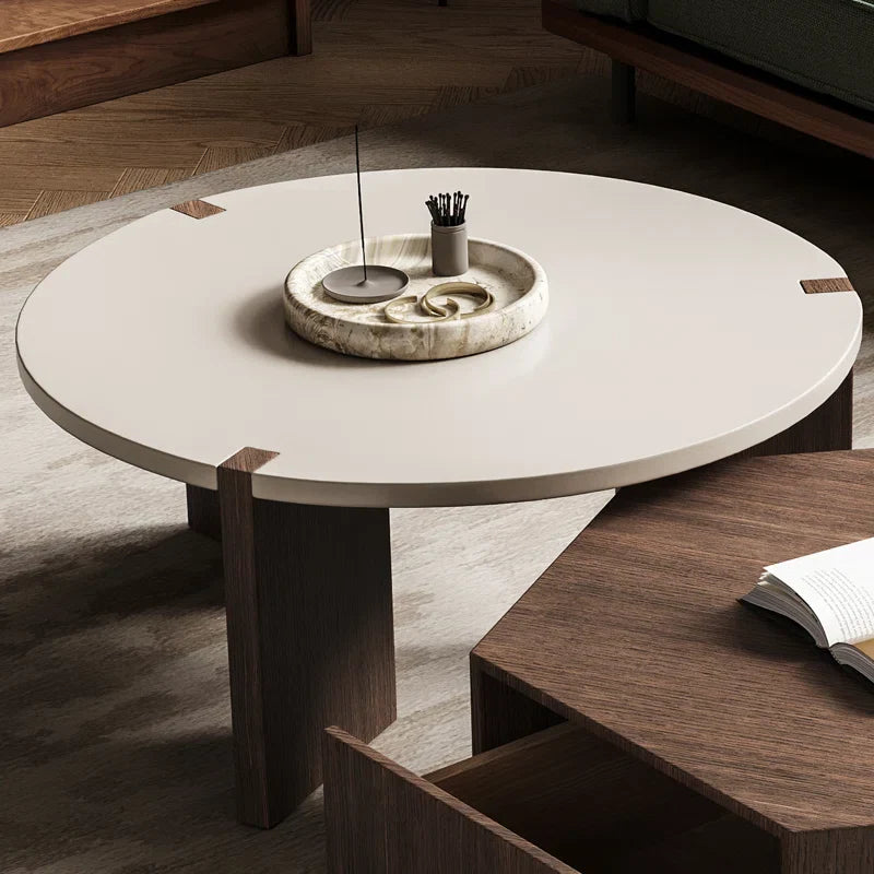Wood Nesting Coffee Table with Drawer - Pompilie - Japandi