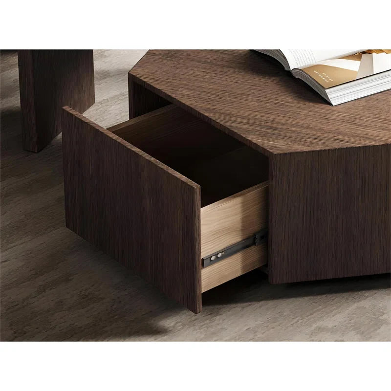 Wood Nesting Coffee Table with Drawer - Pompilie - Japandi