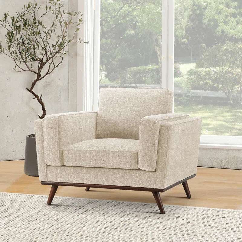 3-Piece Japandi Fabric Sofa Set with Wooden Legs - Japandi