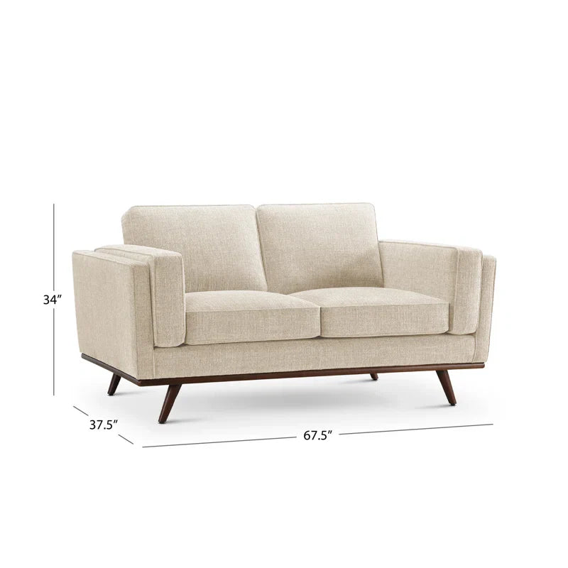3-Piece Japandi Fabric Sofa Set with Wooden Legs - Japandi