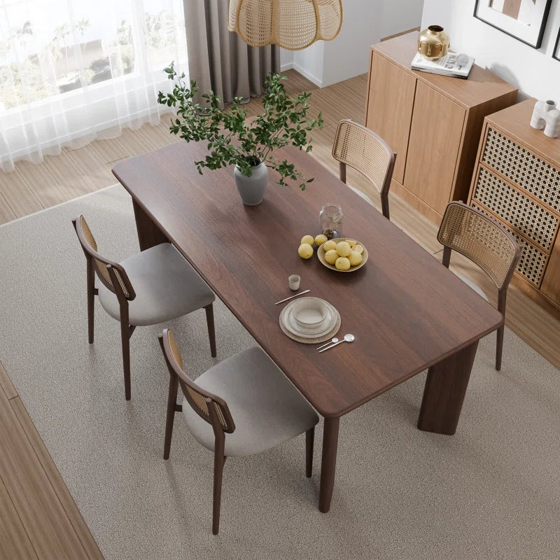 Rectangular Wood Japandi Dining Table with Four Legs - Japandi