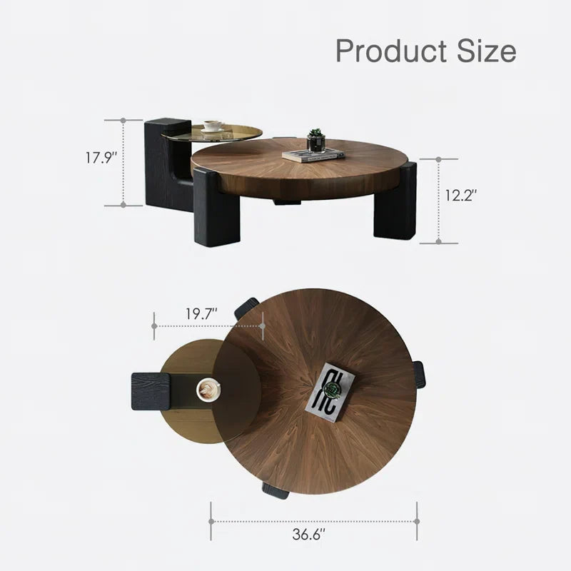 Japandi Modern Round Wood Coffee Table - Japandi