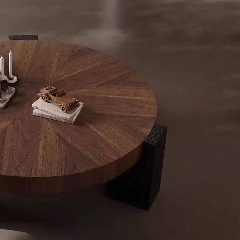 Japandi Modern Round Wood Coffee Table - Japandi