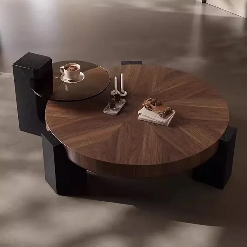Japandi Modern Round Wood Coffee Table - Japandi