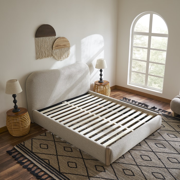 Japandi Bed with Curved Headboard - Japandi
