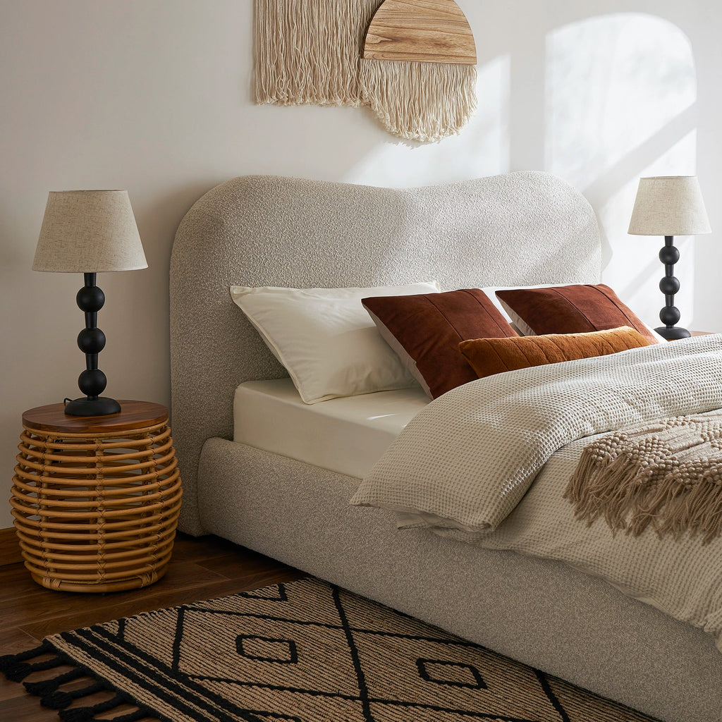Japandi Bed with Curved Headboard - Japandi