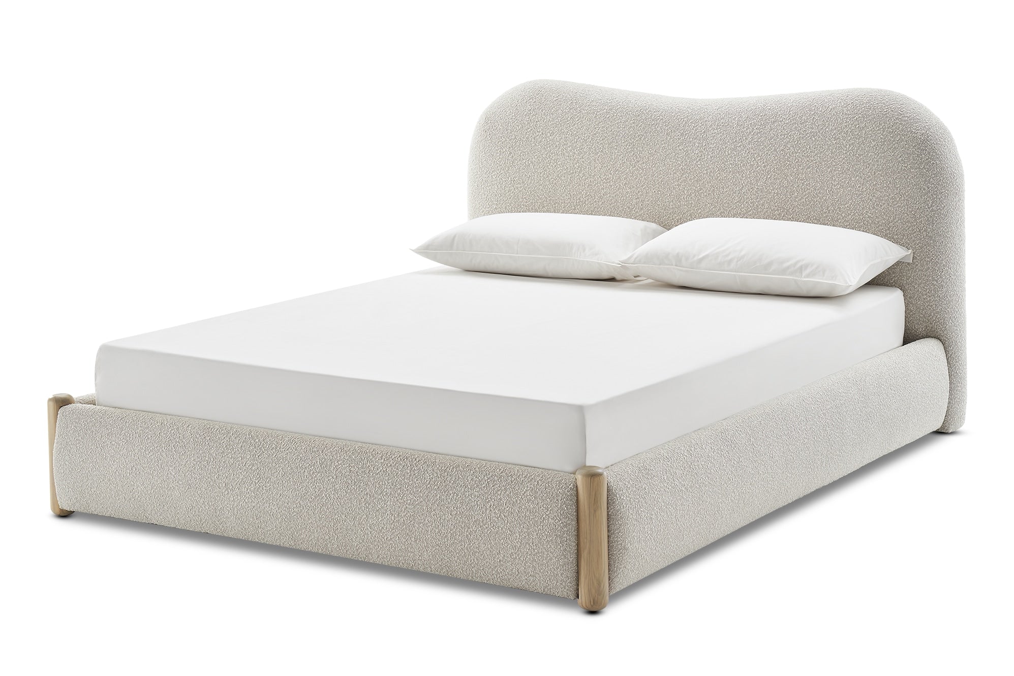 Japandi Bed with Curved Headboard - Japandi