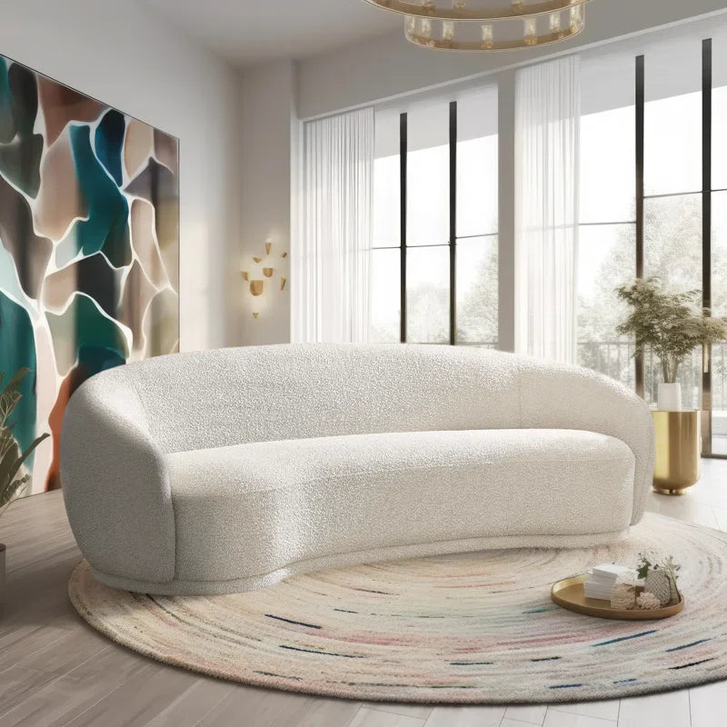 Rolled Arm Japandi Chesterfield Sofa in Velvet - Japandi