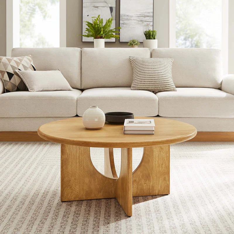 Round Japandi/Mid-Century Coffee Table - Rivian - Japandi