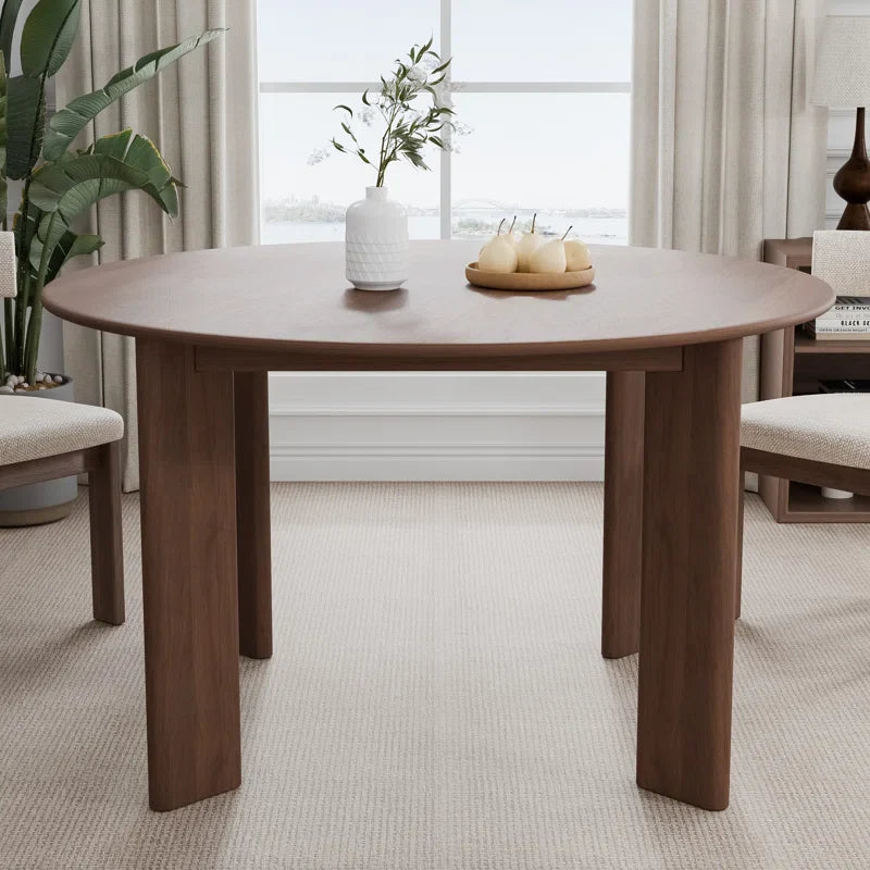 Round Wood Japandi Dining Table with Four Legs - Japandi
