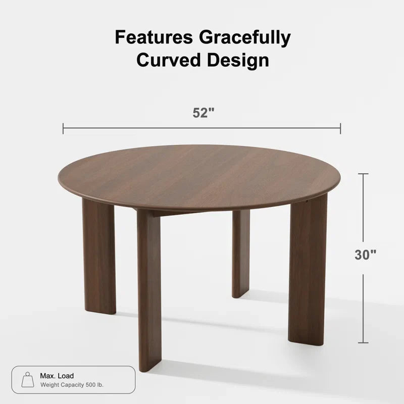 Round Wood Japandi Dining Table with Four Legs - Japandi