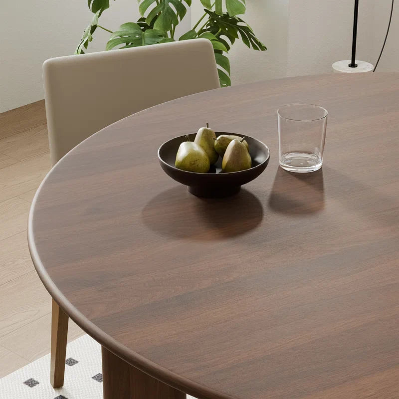 Round Wood Japandi Dining Table with Four Legs - Japandi