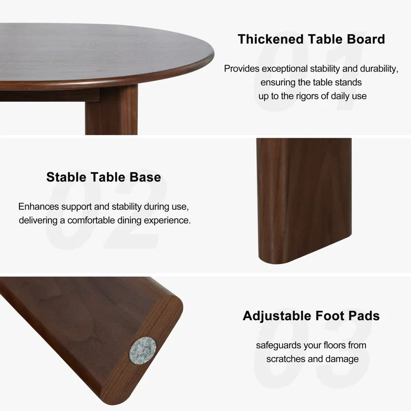 Round Wood Japandi Dining Table with Four Legs - Japandi