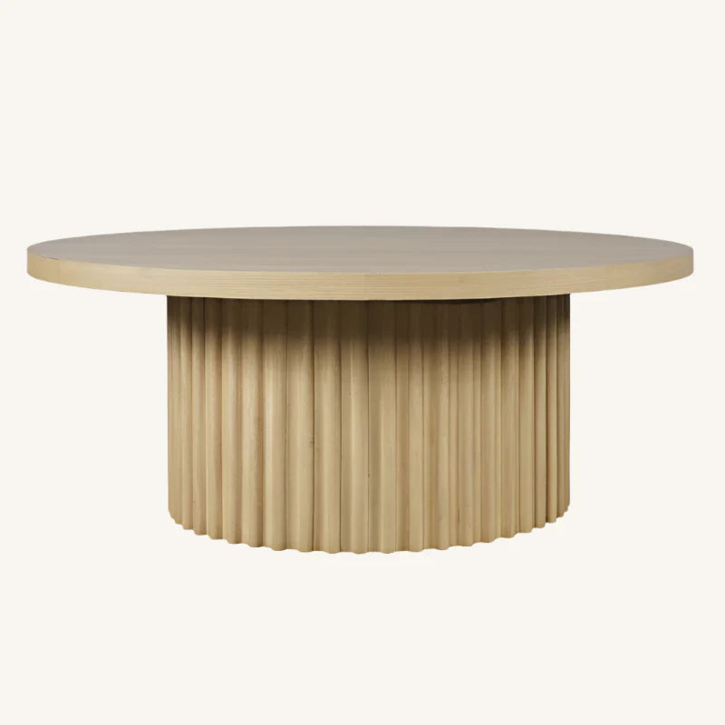 Japandi Fluted Pedestal Coffee Table - Auden - Japandi
