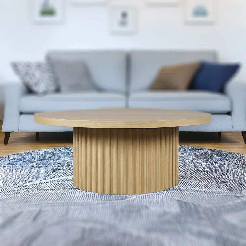 Japandi Fluted Pedestal Coffee Table - Auden - Japandi