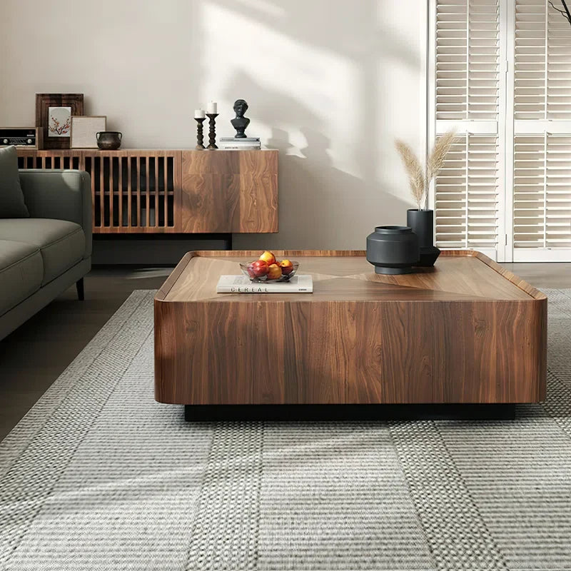 Japandi Square Walnut Coffee Table - Rubinder - Japandi