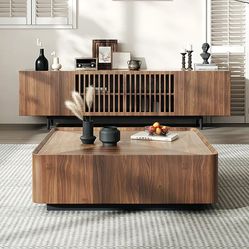 Japandi Square Walnut Coffee Table - Rubinder - Japandi