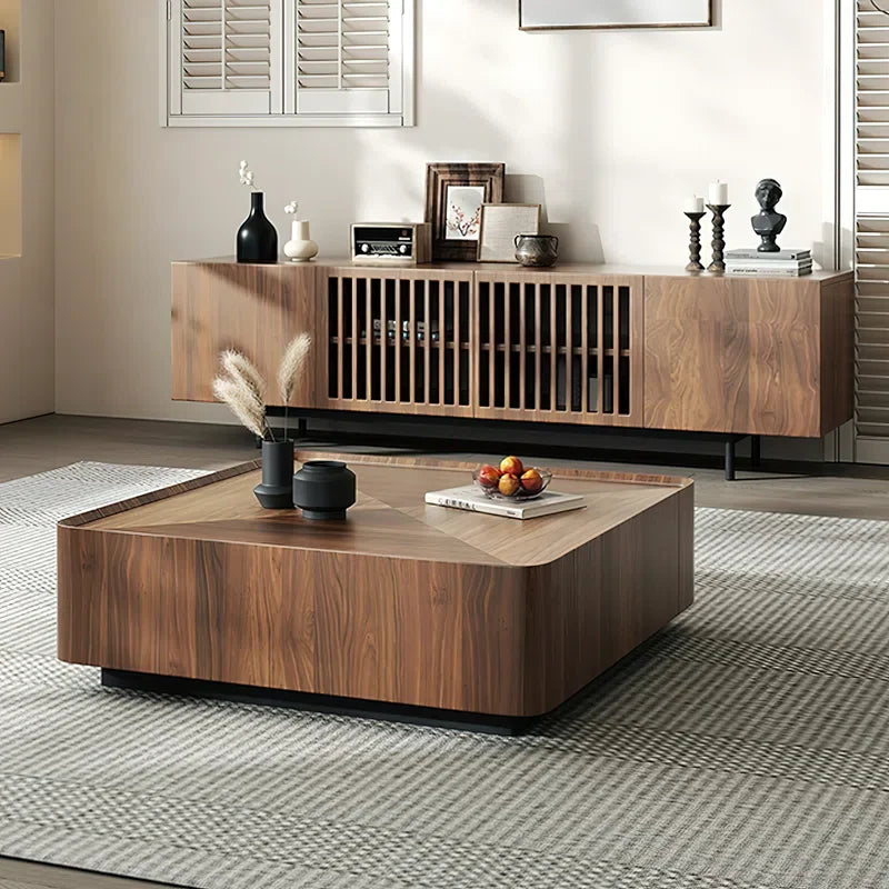 Japandi Square Walnut Coffee Table - Rubinder - Japandi