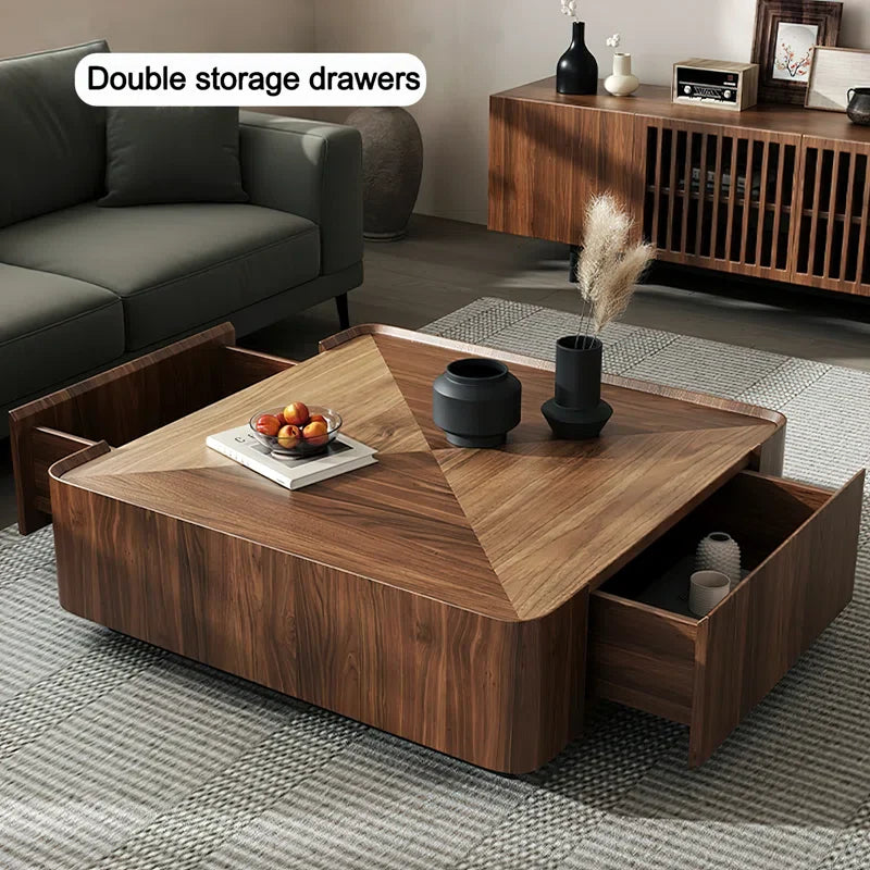Japandi Square Walnut Coffee Table - Rubinder - Japandi