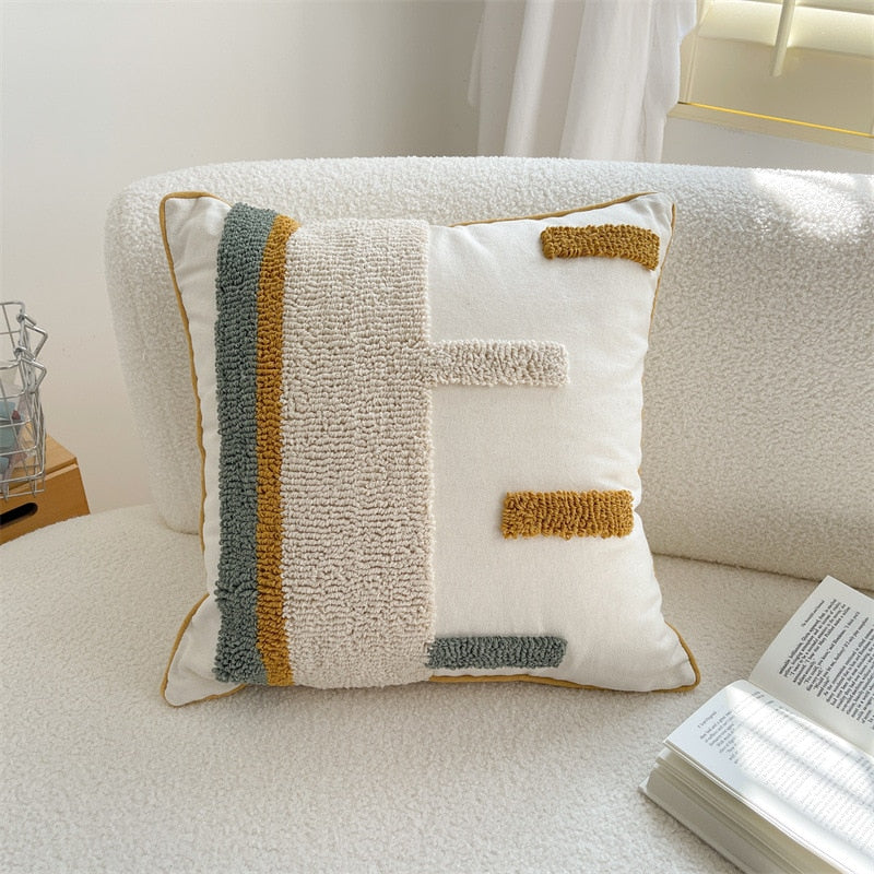 Square Stripe Embroidered Japandi Pillowcase | Japandi.co - Japandi