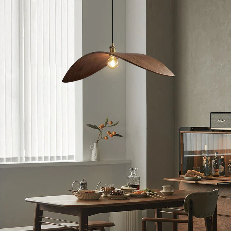 Japandi Curved Wood Pendant Light - Japandi