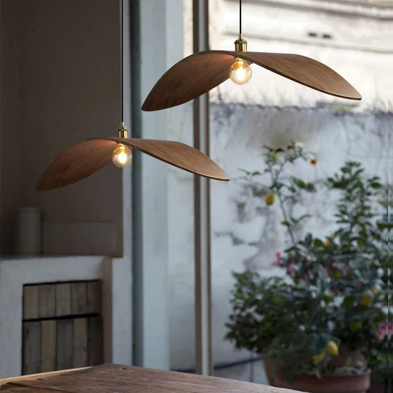 Japandi Curved Wood Pendant Light - Japandi