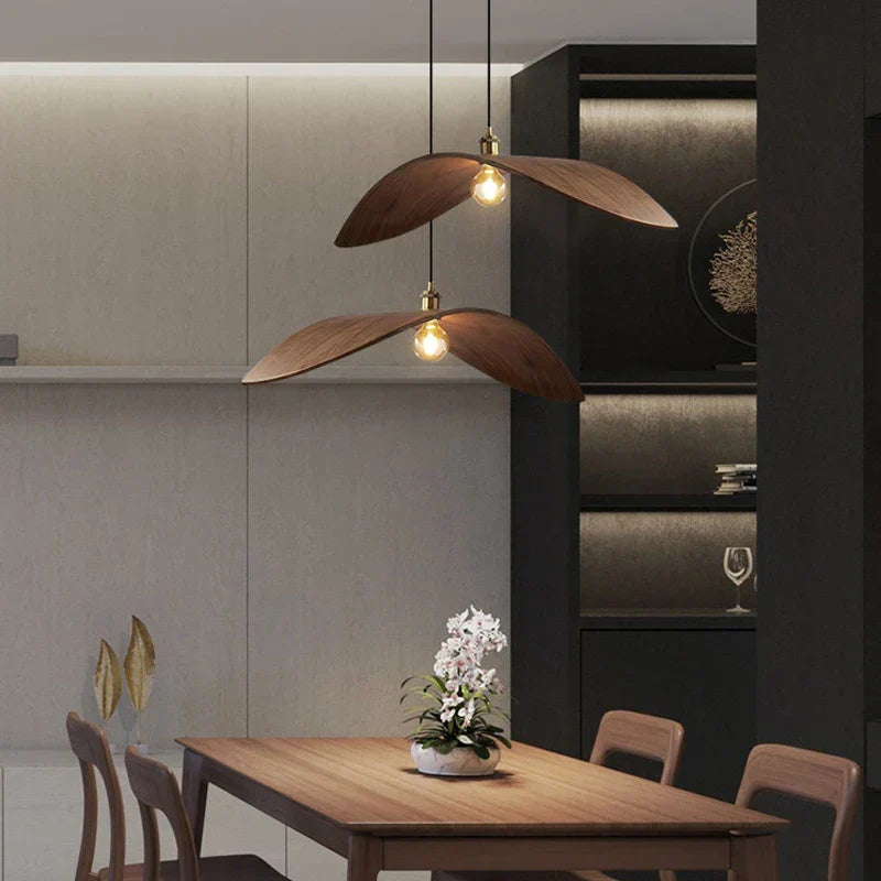 Japandi Curved Wood Pendant Light - Japandi