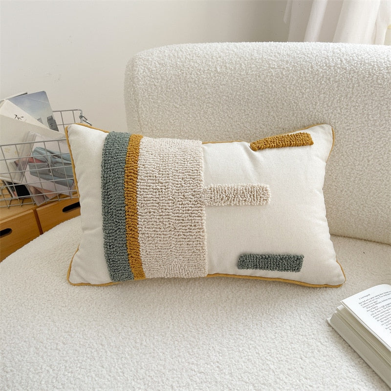 Square Stripe Embroidered Japandi Pillowcase | Japandi.co - Japandi