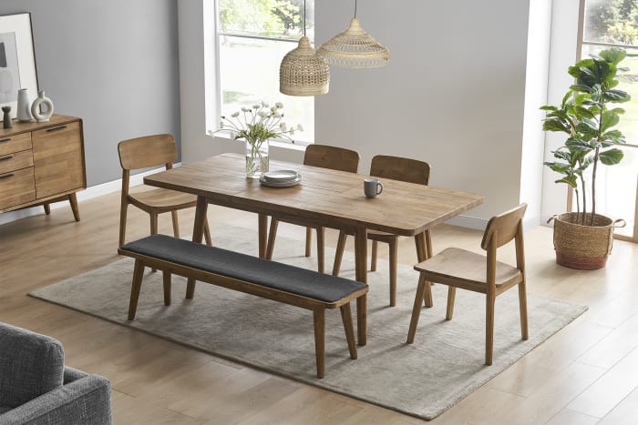 Japandi Wood & Fabric Bench - Japandi