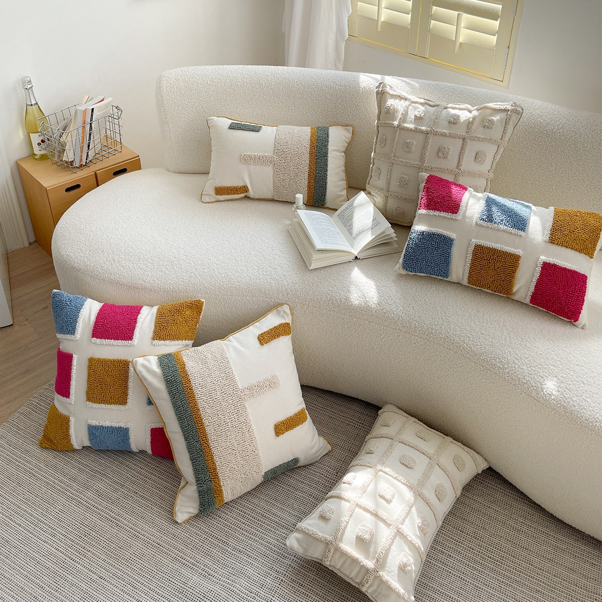 Square Stripe Embroidered Japandi Pillowcase | Japandi.co - Japandi