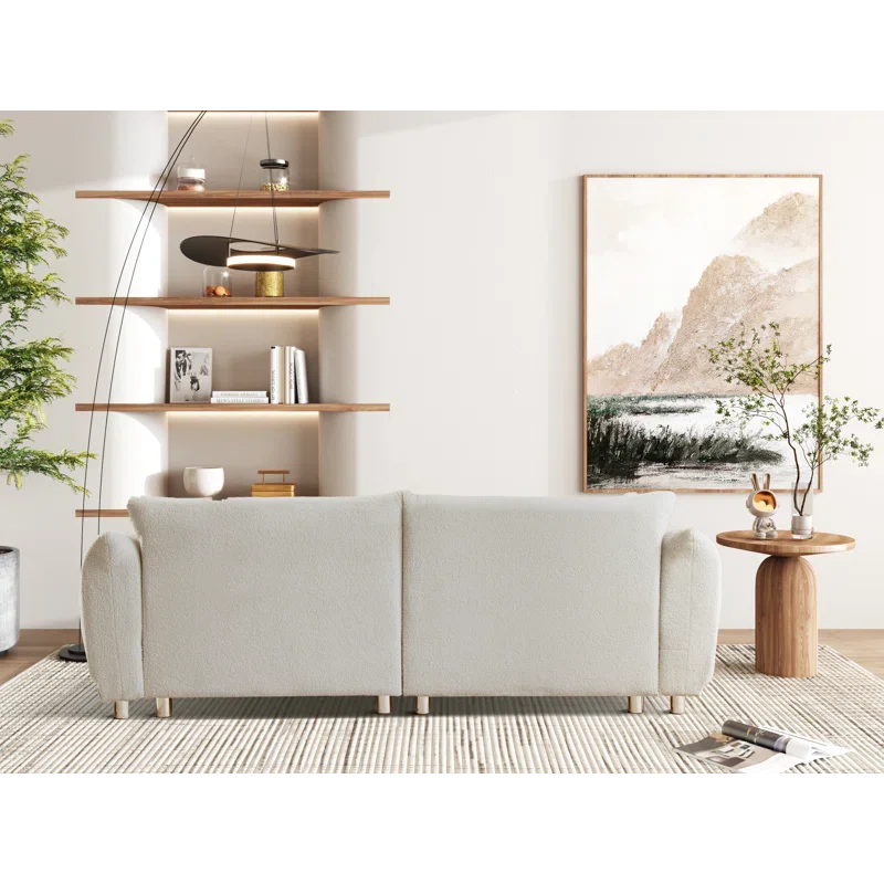 Neutral Upholstered Japandi Sofa with Slim Arms - Japandi