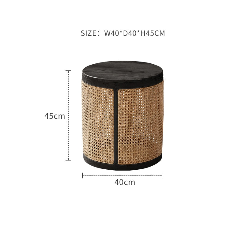Round Japandi Rattan Beside Table | Japandi.co - Japandi
