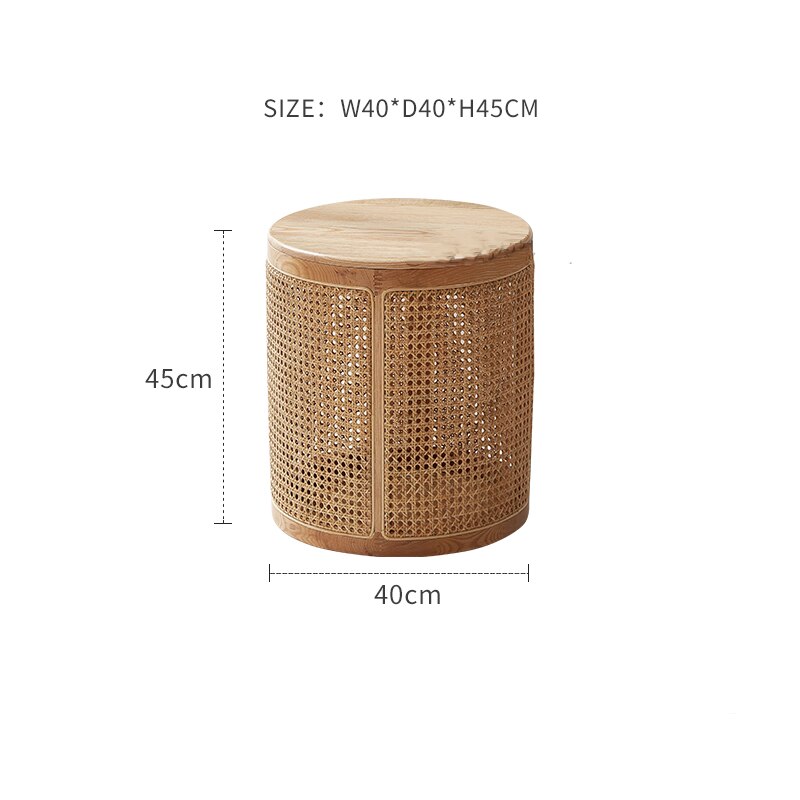 Round Japandi Rattan Beside Table | Japandi.co - Japandi