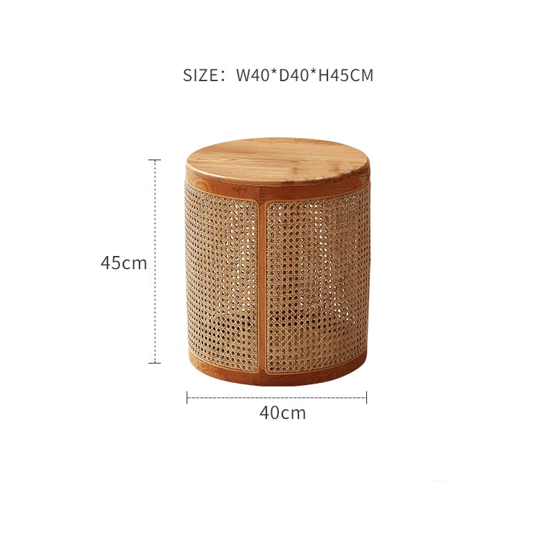 Round Japandi Rattan Beside Table | Japandi.co - Japandi