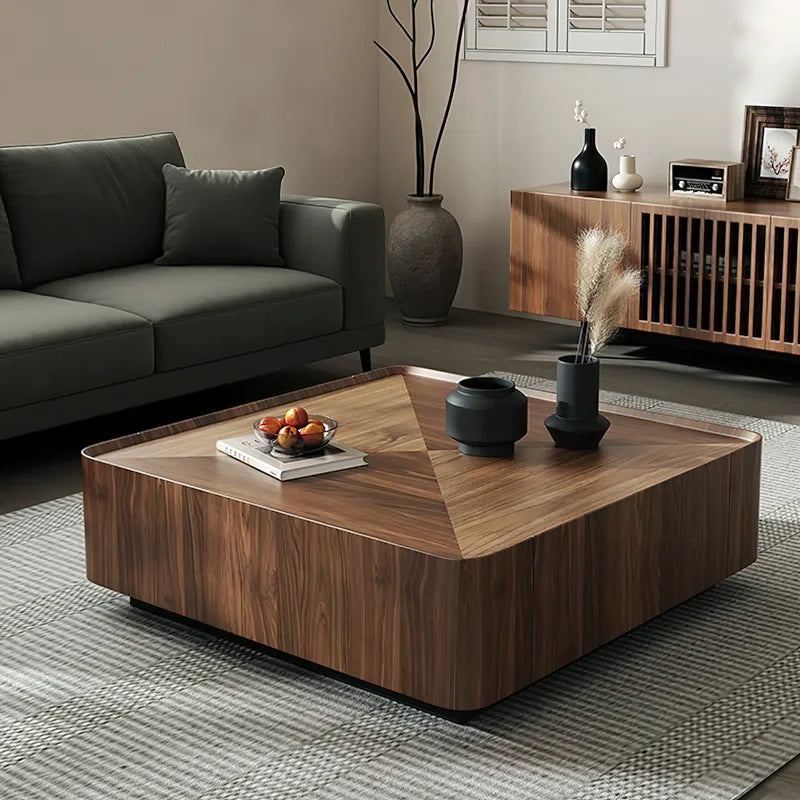 Japandi Square Walnut Coffee Table - Rubinder - Japandi