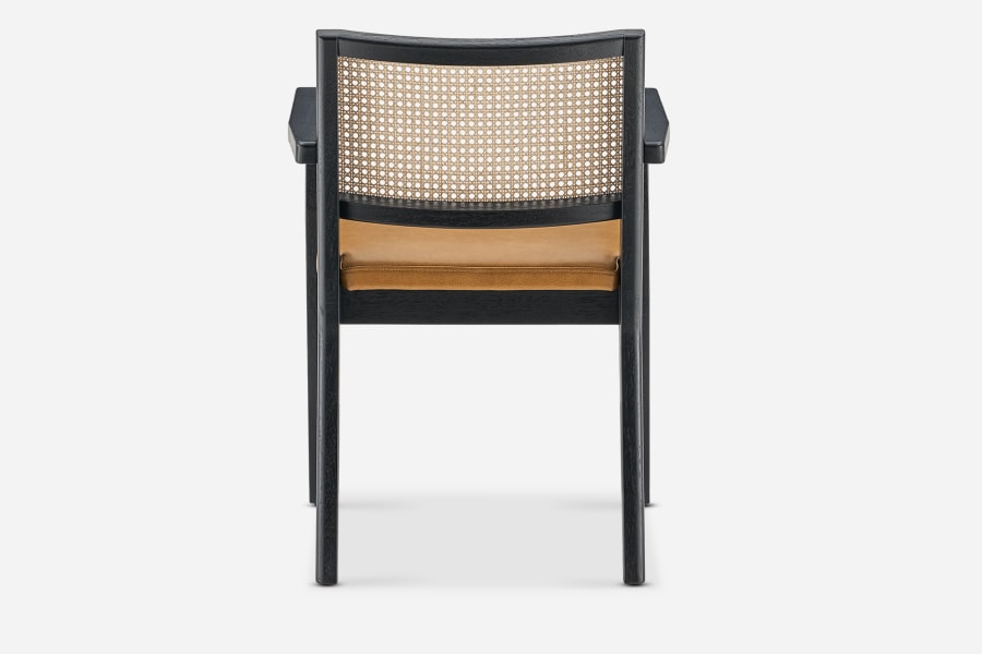 Japandi Cane and Leather Chair - Japandi