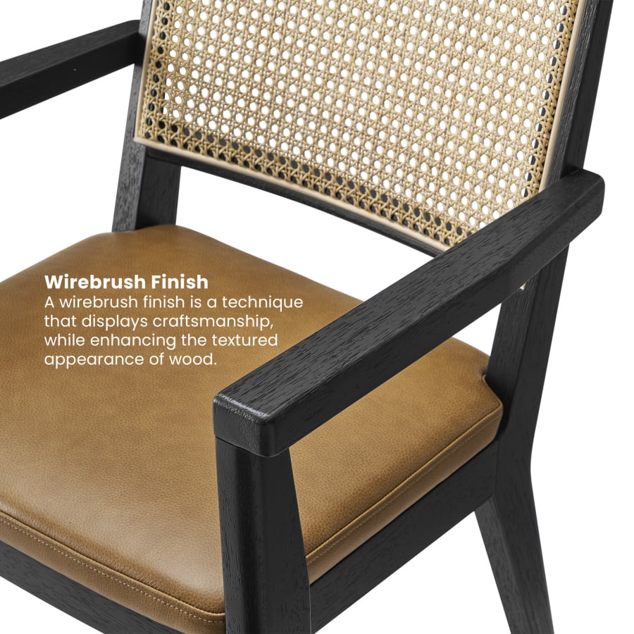Japandi Cane and Leather Chair - Japandi