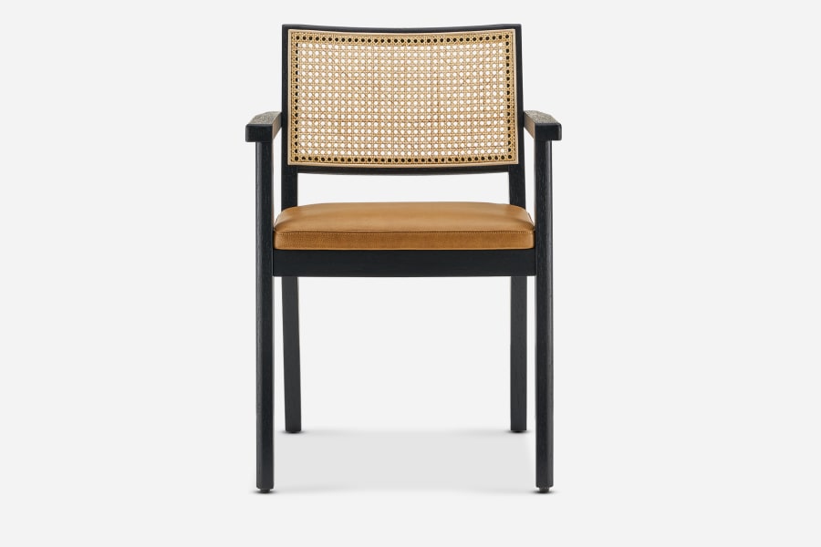 Japandi Cane and Leather Chair - Japandi