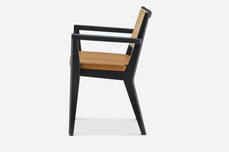 Japandi Cane and Leather Chair - Japandi