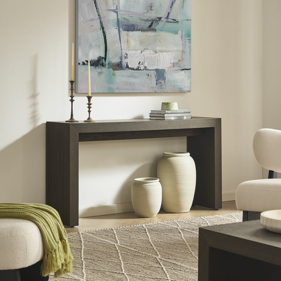 Japandi Black Wood Console Table - Japandi