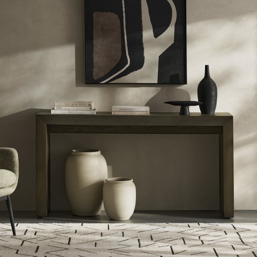 Japandi Black Wood Console Table - Japandi