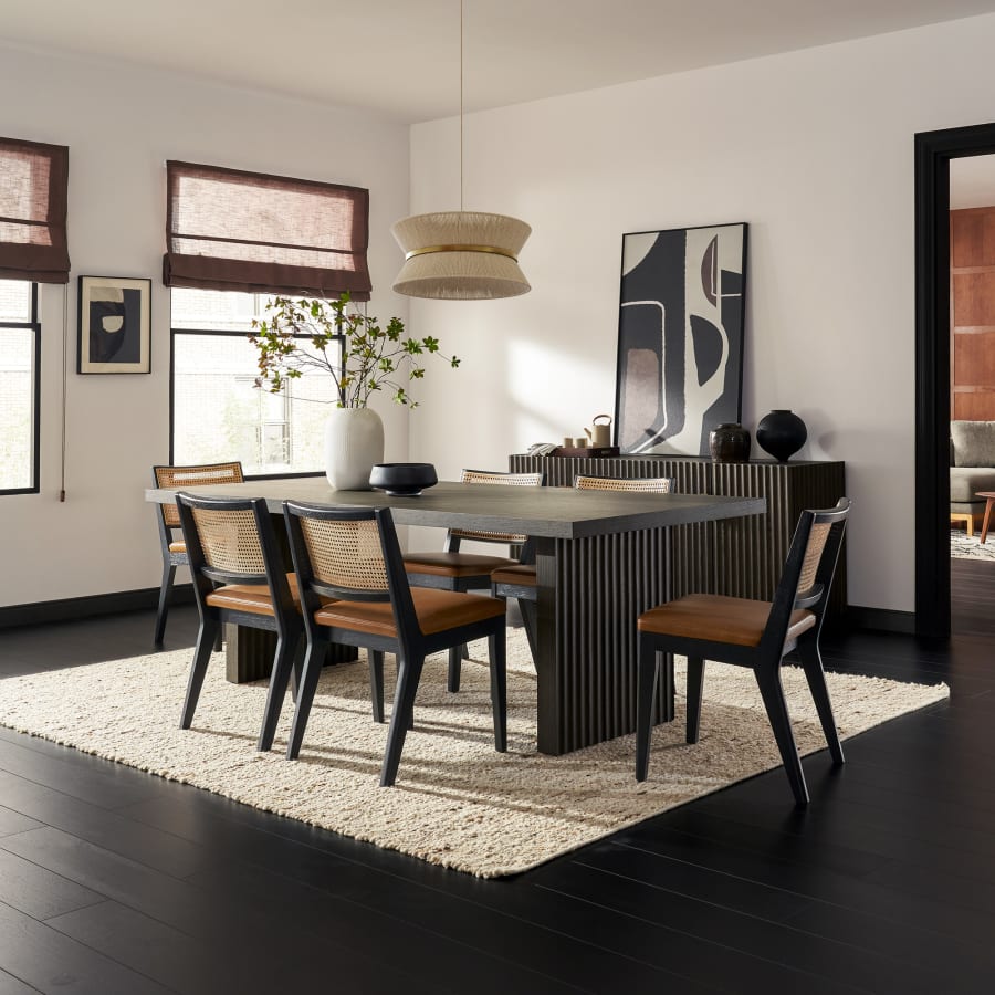 Japandi Cane and Leather Chair - Japandi